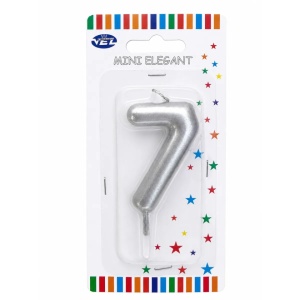 Rođendanska svećica Mini Elegant srebrna – Broj 7