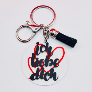 Breloc acrilic pictat manual Ich Liebe Dich