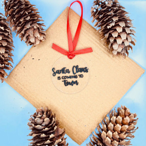 Ornament de brad Santa Claus Is Coming to Town (minimalist)