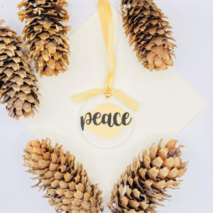 Set de ornamente de brad „Peace, Faith, Joy” (minimalist)