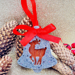Decoratiune de Craciun hand-made din rasina epoxidica Dasher - argintiu