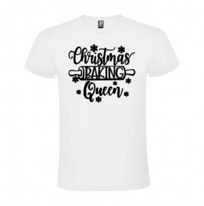 Tricou Christmas Baking Queen alb