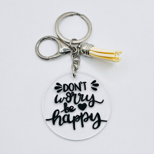 Breloc acrilic pictat manual Don't Worry