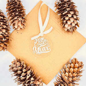Ornament de brad Hello New Year (minimalist)