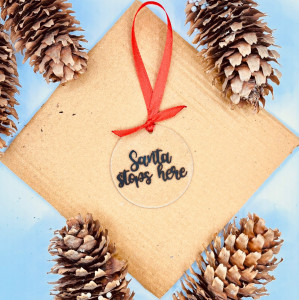 Ornament de brad Santa Stops Here (minimalist)
