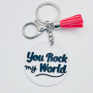Breloc acrilic pictat manual You Rock My World
