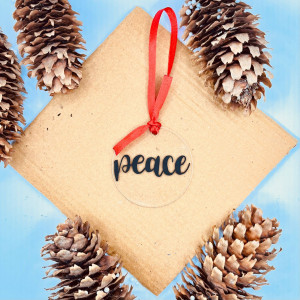 Set de ornamente de brad „Peace, Faith, Joy” (minimalist)