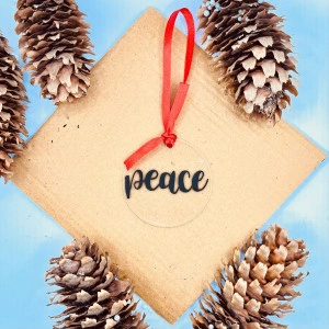 Set de ornamente de brad „Peace, Faith, Joy” (minimalist)
