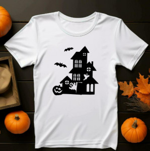 Tricou unisex Casa bântuită alb