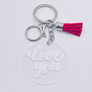 Breloc acrilic pictat manual Love You