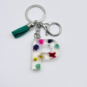 Breloc personalizat hand-made din rasina epoxidica It's Flower Time!