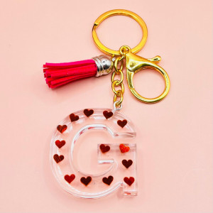 Breloc personalizat hand-made din rasina epoxidica Red Hearts