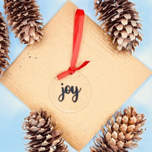 Decoratiune de Craciun acrilica hand-made pentru brad Peace, Faith, Joy