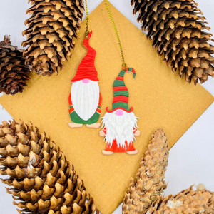 Set de ornamente pentru brad Happy Gnomes roșu