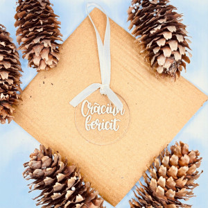 Ornament de brad Crăciun fericit (minimalist)