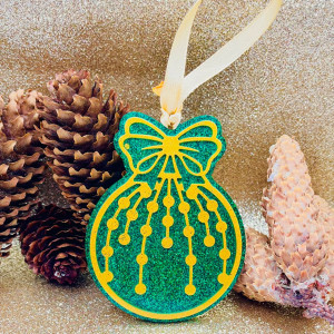 Decoratiune de Craciun hand-made din rasina epoxidica Comet - verde