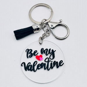 Breloc acrilic pictat manual Be My Valentine