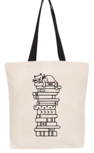 Tote bag Cat with Books