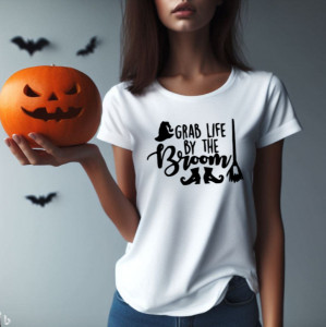 Tricou femei Grab Life by the Broom alb