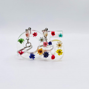 Breloc personalizat hand-made din rasina epoxidica It's Flower Time!