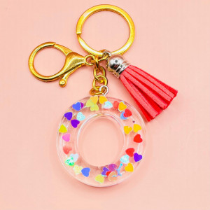 Breloc personalizat hand-made din rasina epoxidica Rainbow Hearts