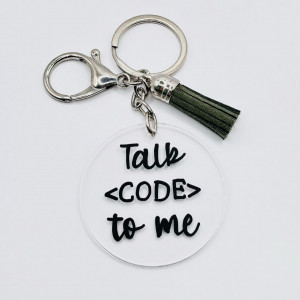 Breloc acrilic pictat manual Talk Code to Me