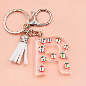 Breloc personalizat hand-made din rasina epoxidica Ana are mere
