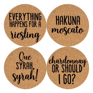 Set coastere Wine Puns