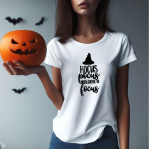 Tricou femei I Need Coffee to Focus alb