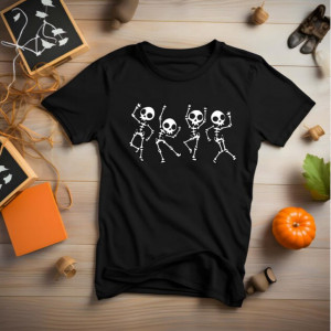 Tricou unisex Dancing Skeletons negru