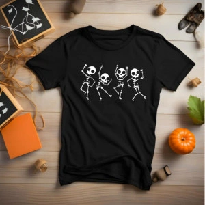 Tricou unisex Dancing Skeletons negru
