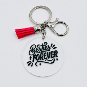 Breloc acrilic pictat manual Besties Forever