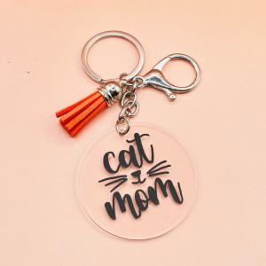 Breloc Cat Mom minimalist