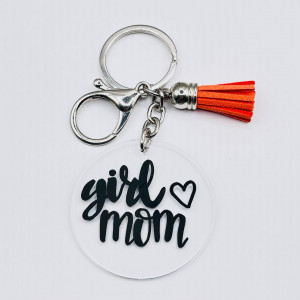 Breloc acrilic pictat manual Girl Mom