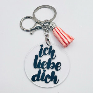 Breloc acrilic pictat manual Ich Liebe Dich