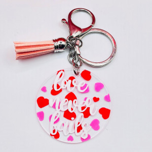 Breloc acrilic pictat manual Love Never Fails