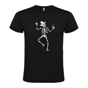 Tricou unisex Drinking Skeleton negru