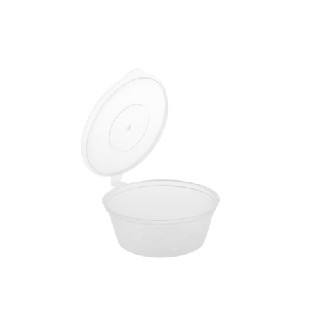 Sosiere rotunde mari cu capac atasat, 120 cc, PP transparent ,1000 buc ,20 set