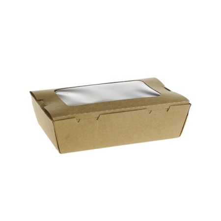 Cutii pentru salata cu 1 fereastra 700 cc JH-K-700B-W , carton + PE,kraft ,170*118*45 mm, 200 buc,4 set