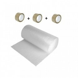 Pachet folie cu bule 100 mp + 3 role scotch , folie de 60gr/mp - 2 straturi