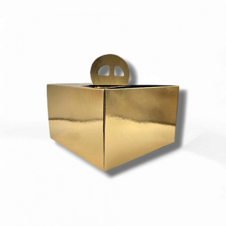 Set 25 buc cutii tort aurii pie handle, dimensiune 21x21x13 cm