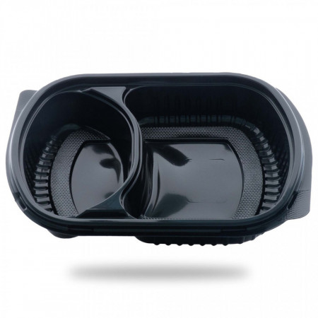 Set 100 buc Caserola meniu neagra 2 compartimente + capac