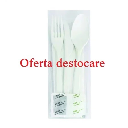 Set 100 buc tacamuri albe tris cpla+sare si piper