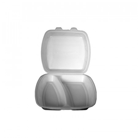 Set 100 buc Caserole meniu 2 compartimente din polistiren MB2