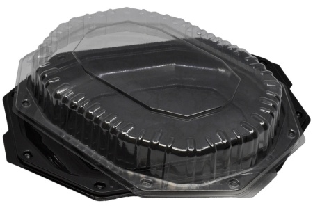 Platou negru oval 45 cm, 10 buc/set + capac