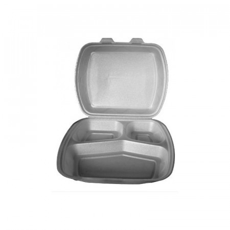 Set 100 buc Caserole meniu 3 compartimente din polistiren MB3