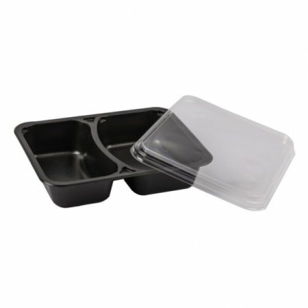 Caserola Meniu 2 compartiment TERMOSUDABILE,178*227*40 mm,PP,Negru,200 buc, 4 set