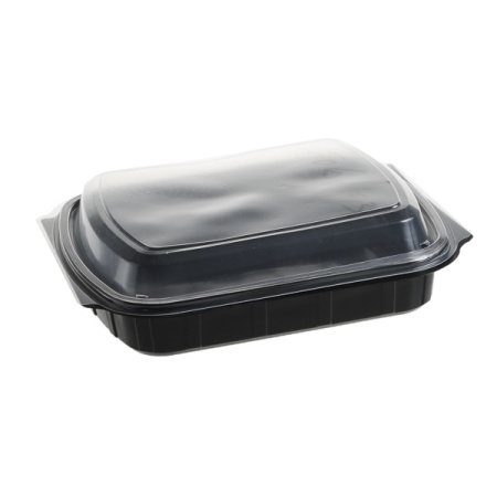 Caserole meniu 1 compartiment,1000 ml, PP, negru + Capac PP, transparent FT296 H40 , 236×205 mm, 200buc,4 set