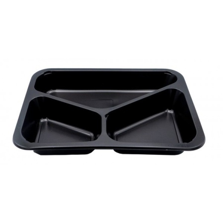 Caserola Meniu 3 compartiment TERMOSUDABILE,178*227*40 mm,PP,Negru,200 buc, 4 set