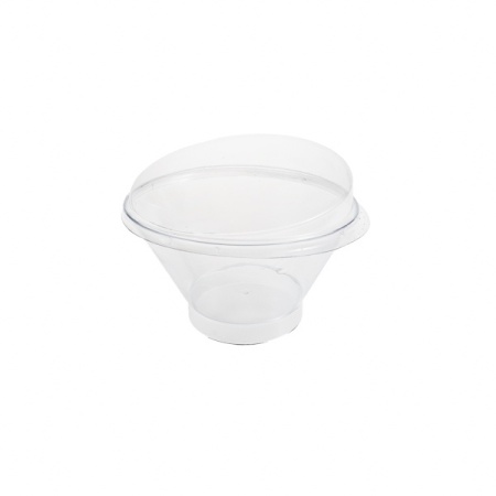 Cupe asimetrice pentru desert 200 ml DC A20 ,PS, transparent,D105 mm,300 buc,12 set